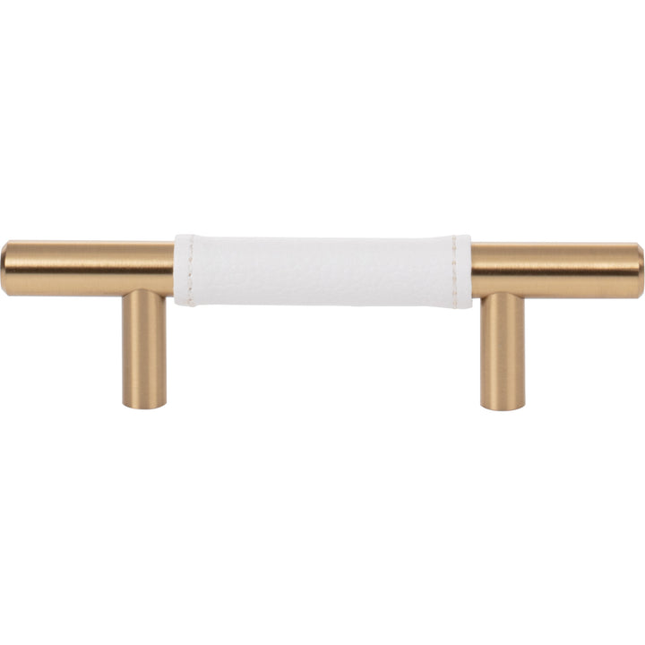 Atlas - Zanzibar White Leather Pulls 3" Warm Brass