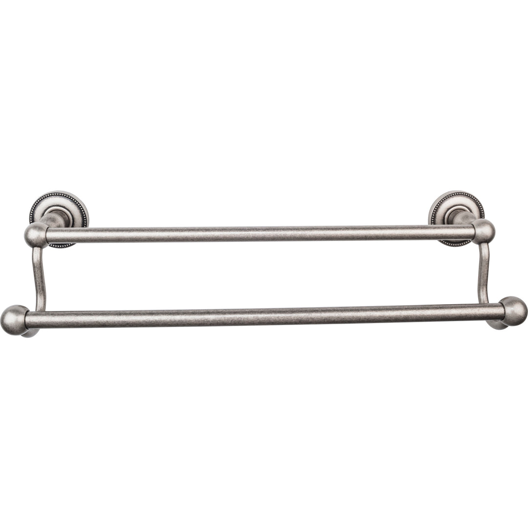 Top Knobs - Edwardian Bath Towel Bar Double - Beaded Bplates 18" Antique Pewter