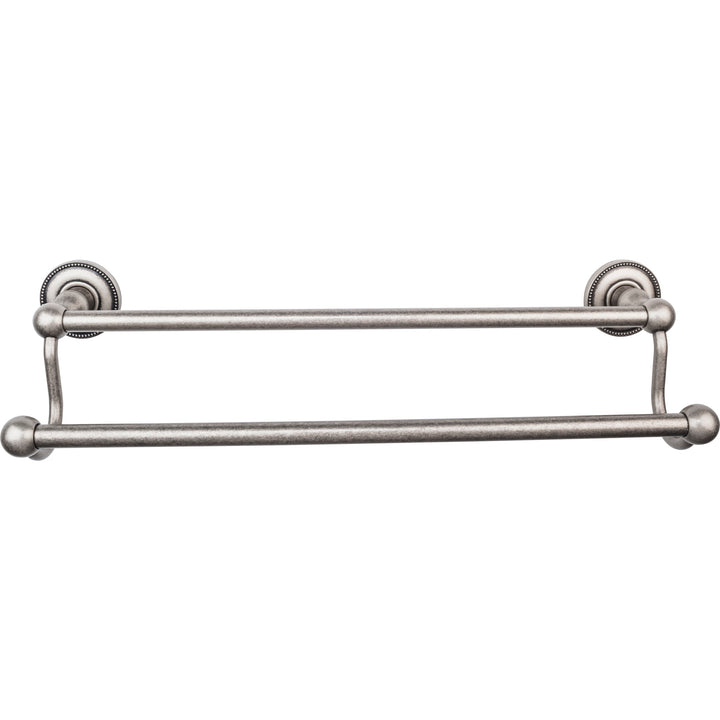 Top Knobs - Edwardian Bath Towel Bar Double - Beaded Bplates 18" Antique Pewter