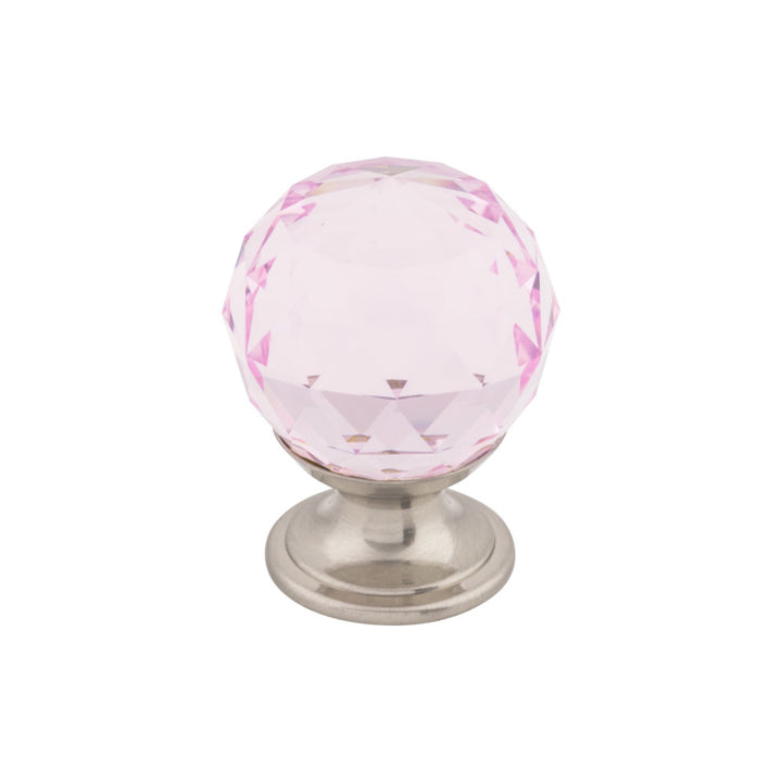 Top Knobs - Pink Crystal Round Knobs 1 1/8" Brushed Satin Nickel