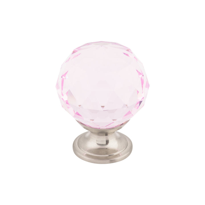 Top Knobs - Pink Crystal Round Knobs 1 3/8" Brushed Satin Nickel