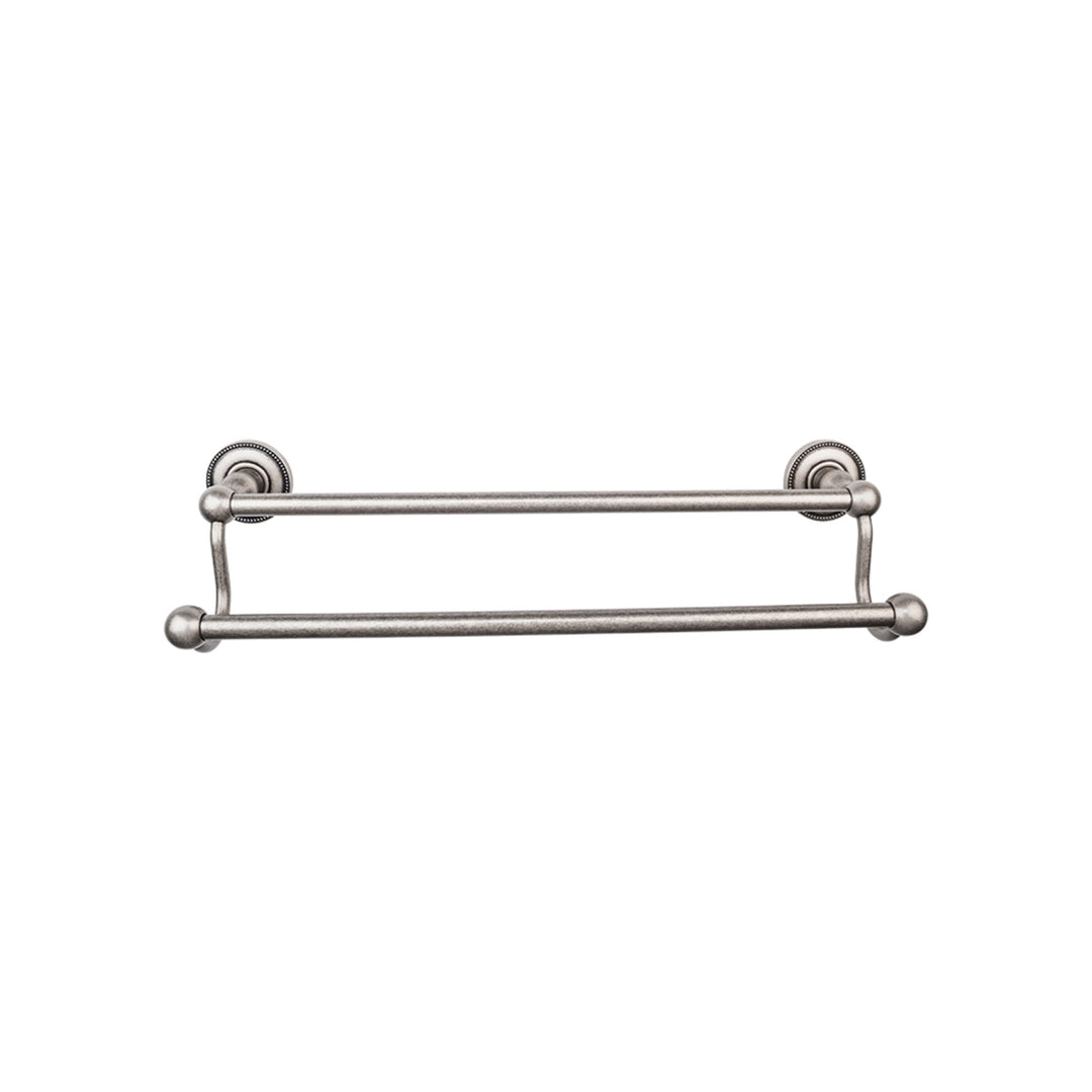 Top Knobs - Edwardian Bath Towel Bar Double - Beaded Bplates 30" Antique Pewter