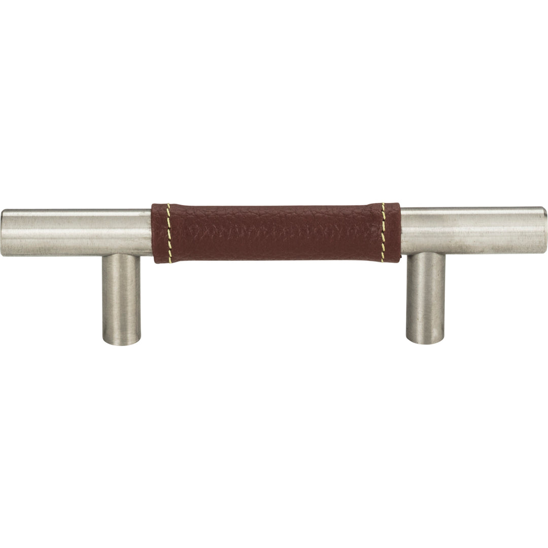 Atlas - Zanzibar Brown Leather Pulls 3" Brushed Nickel
