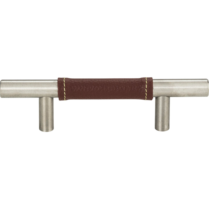 Atlas - Zanzibar Brown Leather Pulls 3" Brushed Nickel