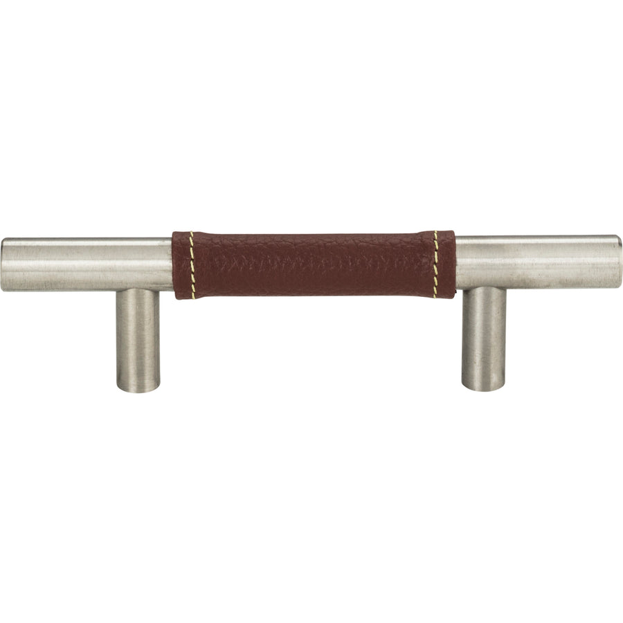 Atlas - Zanzibar Brown Leather Pulls 3" Brushed Nickel