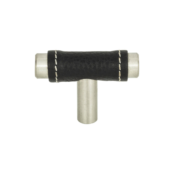 Atlas - Zanzibar Black Leather Knobs Brushed Nickel