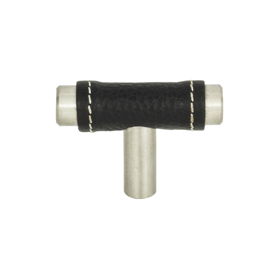 Atlas - Zanzibar Black Leather Knobs Brushed Nickel