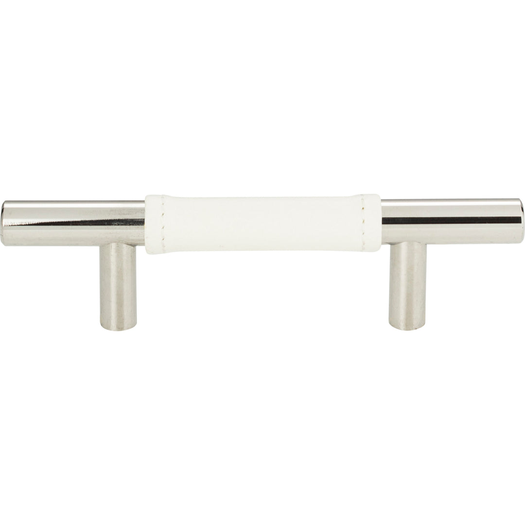 Atlas - Zanzibar White Leather Pulls 3" Polished Chrome