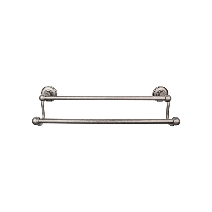 Top Knobs - Edwardian Bath Towel Bar Double - Plain Bplates 30" Antique Pewter