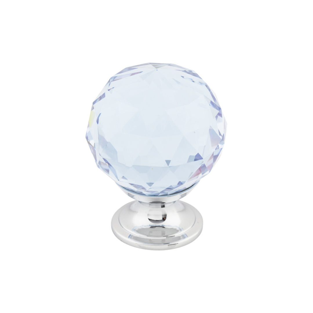Top Knobs - Light Blue Crystal Round Knobs 1 3/8" Polished Chrome