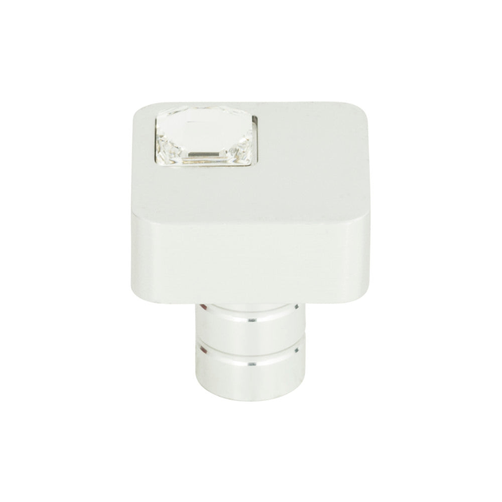 Atlas - Crystal Off Center Square Knobs Matte Chrome