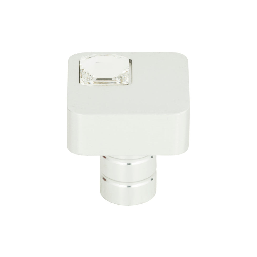 Atlas - Crystal Off Center Square Knobs Matte Chrome