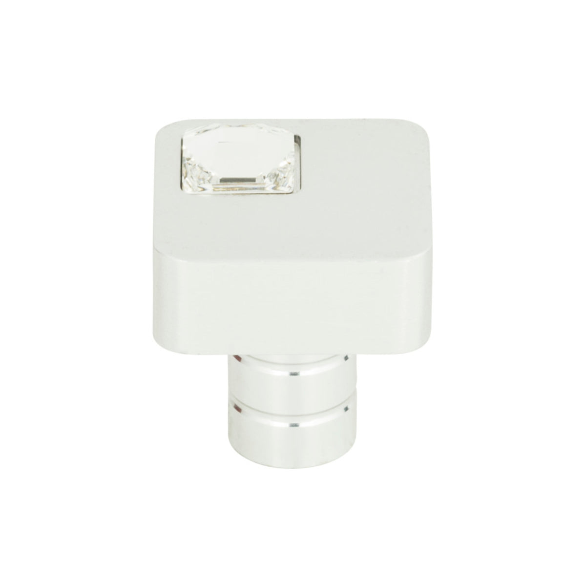 Atlas - Crystal Off Center Square Knobs Matte Chrome