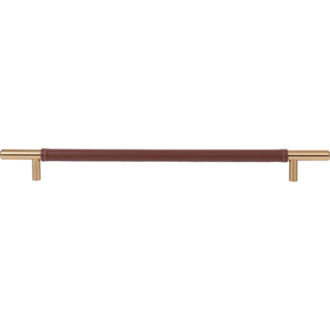 Atlas - Zanzibar Brown Leather Pulls 11 5/16" Warm Brass