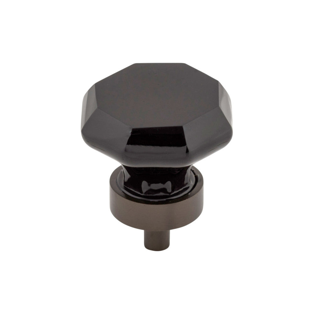 Top Knobs - Black Octagon Crystal Round Knobs Oil Rubbed Bronze