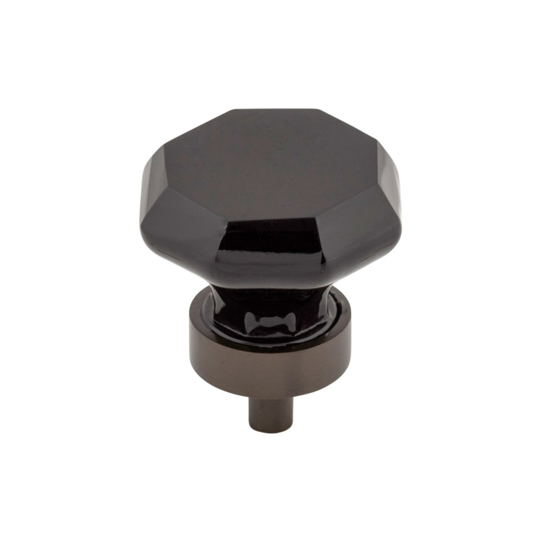 Top Knobs - Black Octagon Crystal Round Knobs Oil Rubbed Bronze