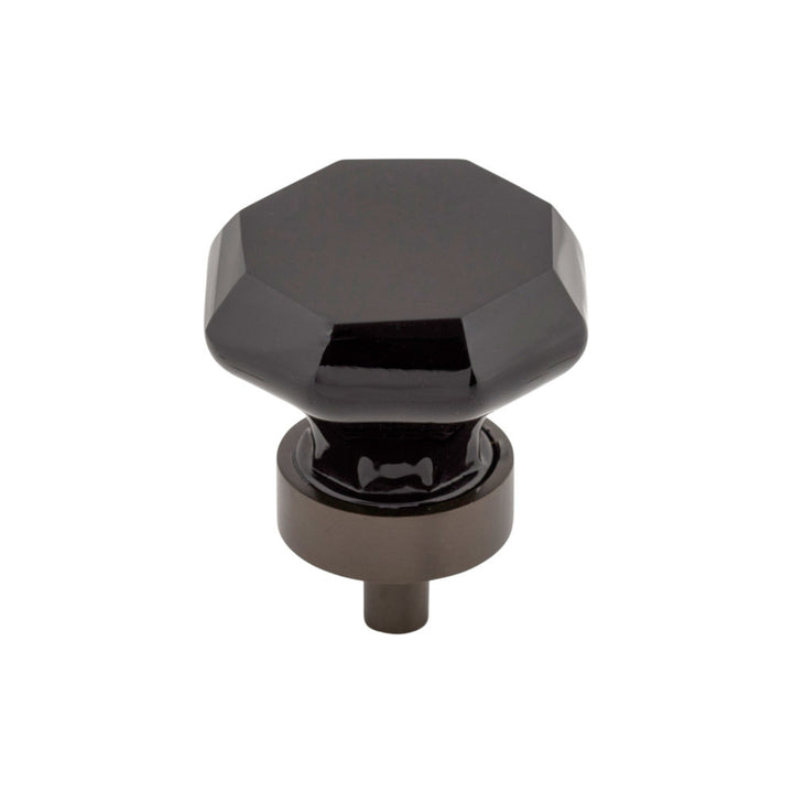Top Knobs - Black Octagon Crystal Round Knobs Oil Rubbed Bronze