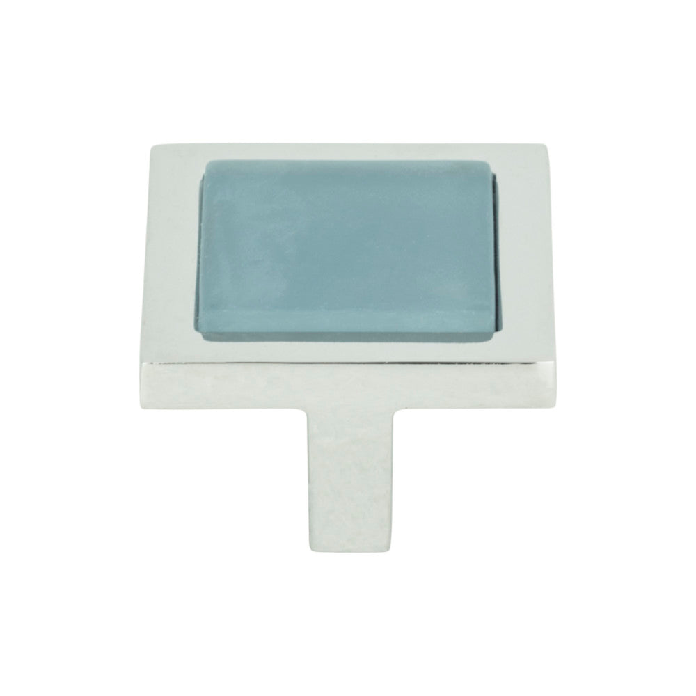 Atlas - Spa Blue Square Knobs Polished Chrome