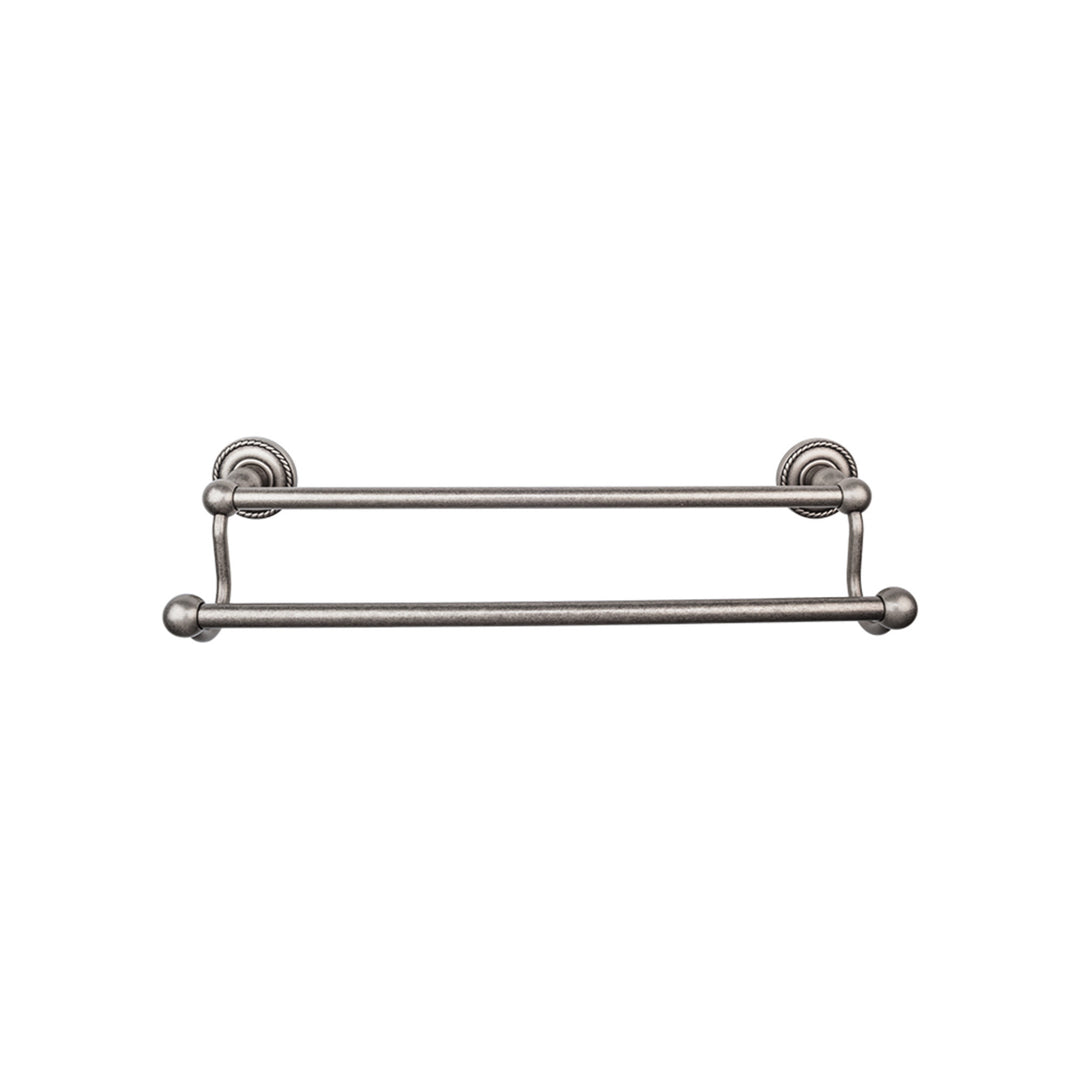 Top Knobs - Edwardian Bath Towel Bar Double - Rope Backplates 24" Antique Pewter