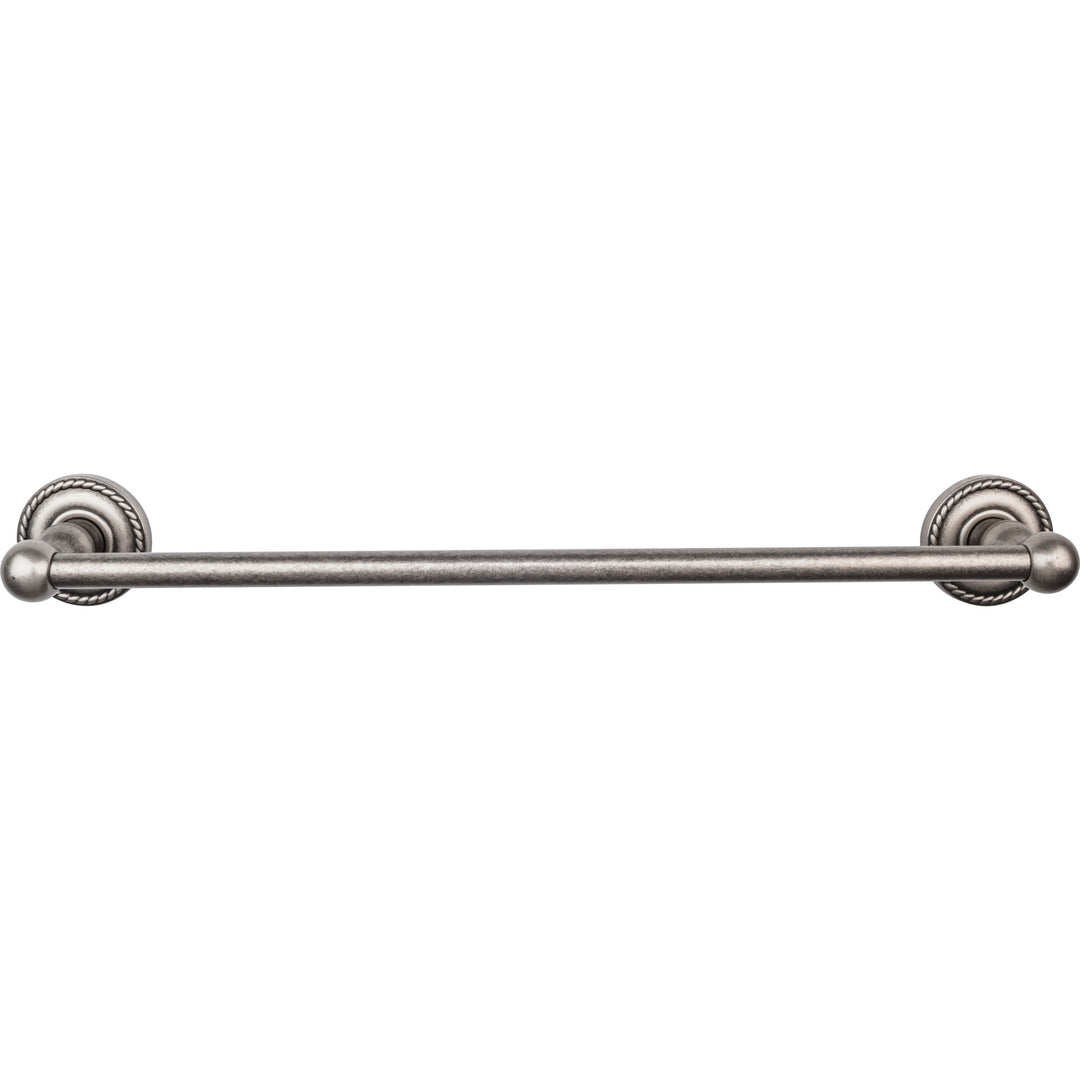 Top Knobs - Edwardian Bath Towel Bar Single - Rope Backplates 18" Antique Pewter