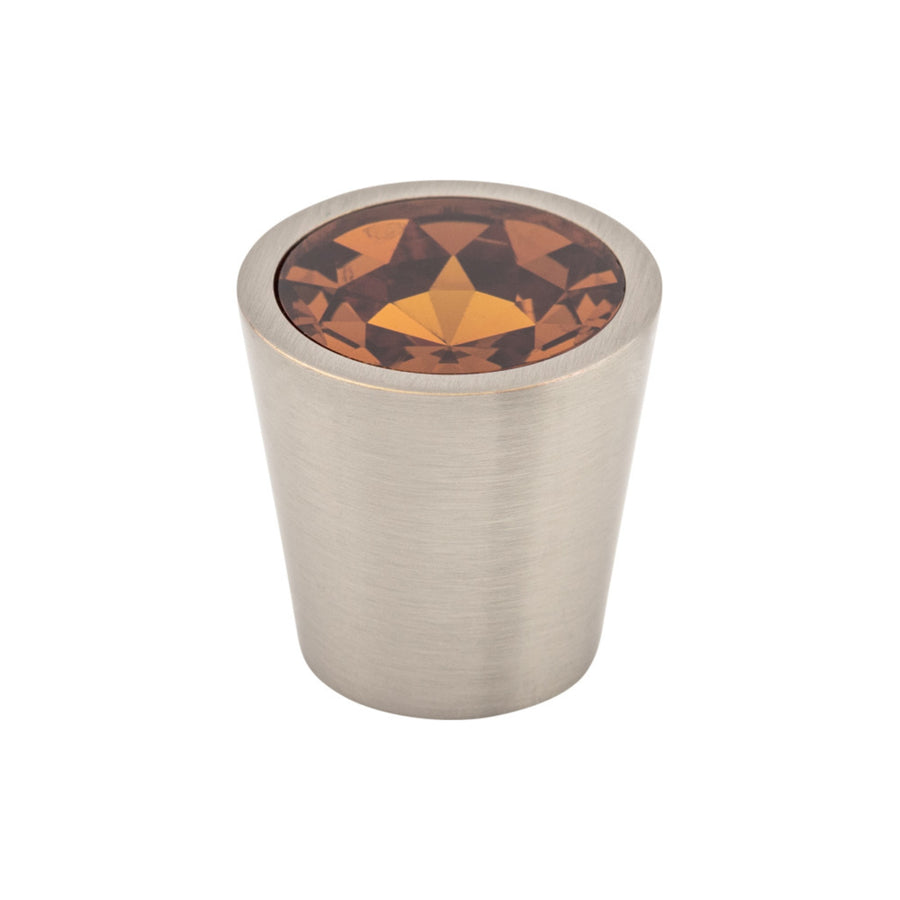 Top Knobs - Wine Crystal Center Round Knobs 1 1/16" Brushed Satin Nickel