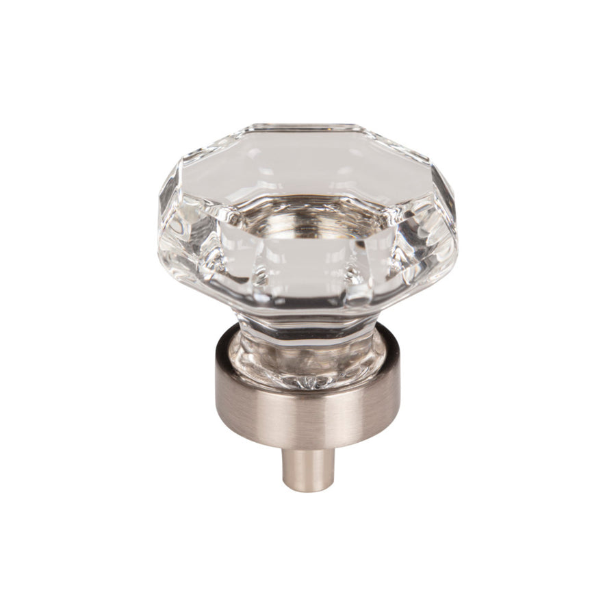 Top Knobs - Clear Octagon Crystal Round Knobs Brushed Satin Nickel