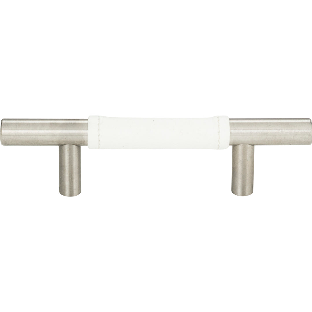 Atlas - Zanzibar White Leather Pulls 3" Brushed Nickel