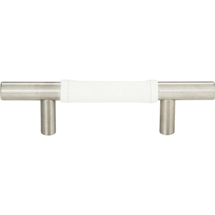 Atlas - Zanzibar White Leather Pulls 3" Brushed Nickel