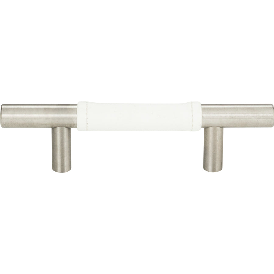 Atlas - Zanzibar White Leather Pulls 3" Brushed Nickel