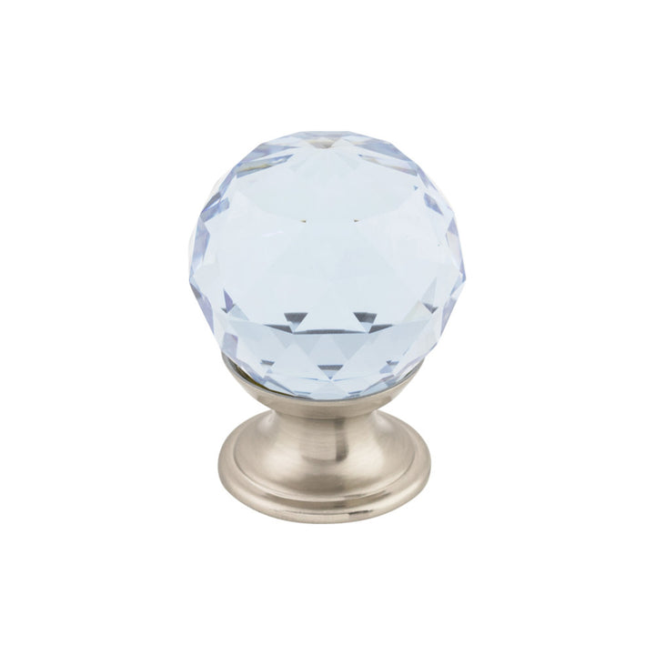 Top Knobs - Light Blue Crystal Round Knobs 1 1/8" Brushed Satin Nickel