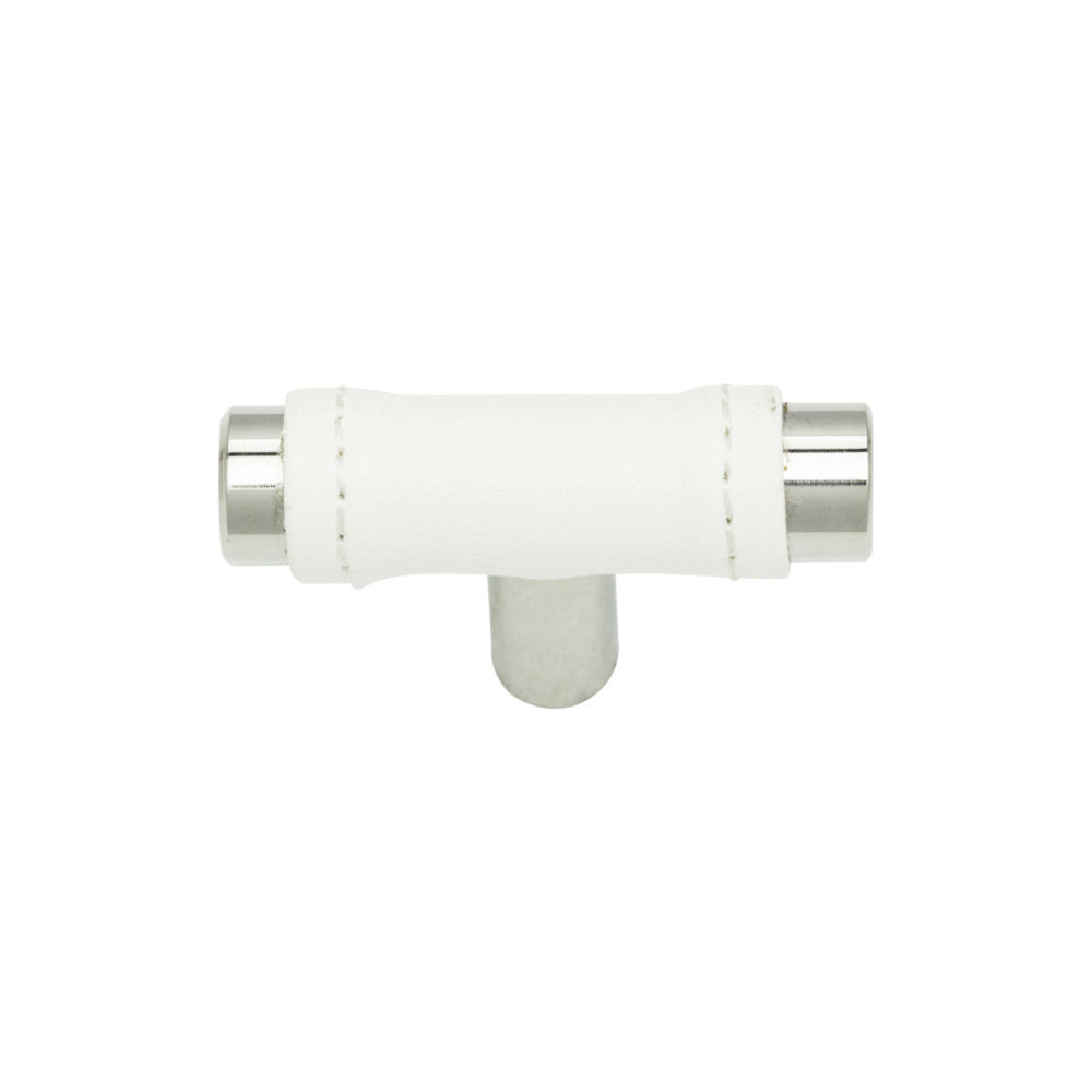 Atlas - Zanzibar White Leather Knobs Polished Chrome