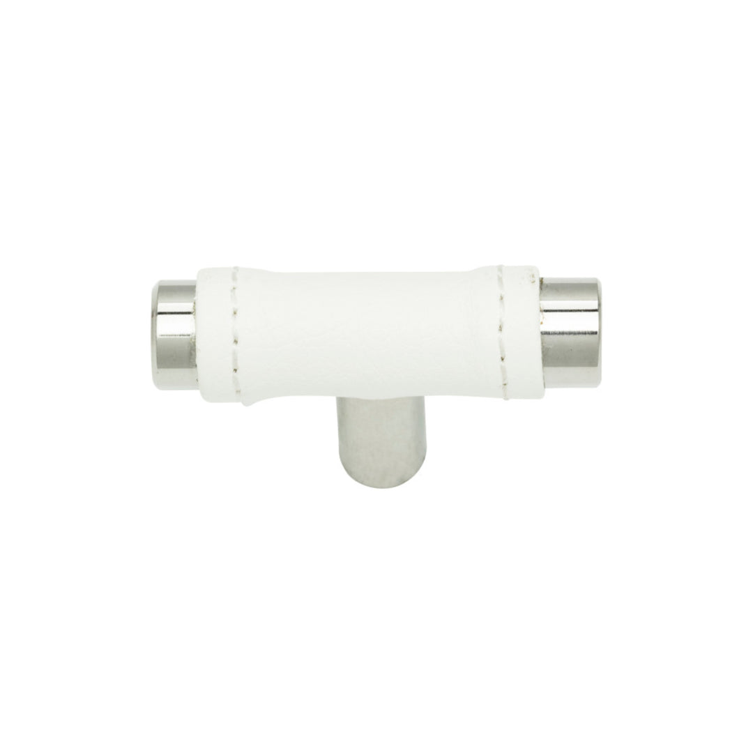 Atlas - Zanzibar White Leather Knobs Polished Chrome