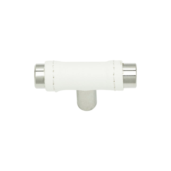 Atlas - Zanzibar White Leather Knobs Polished Chrome