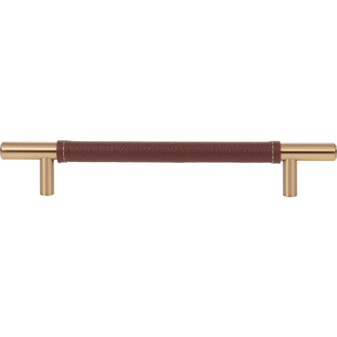 Atlas - Zanzibar Brown Leather Pulls 6 5/16" Warm Brass