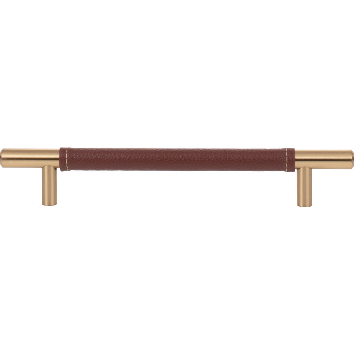Atlas - Zanzibar Brown Leather Pulls 6 5/16" Warm Brass