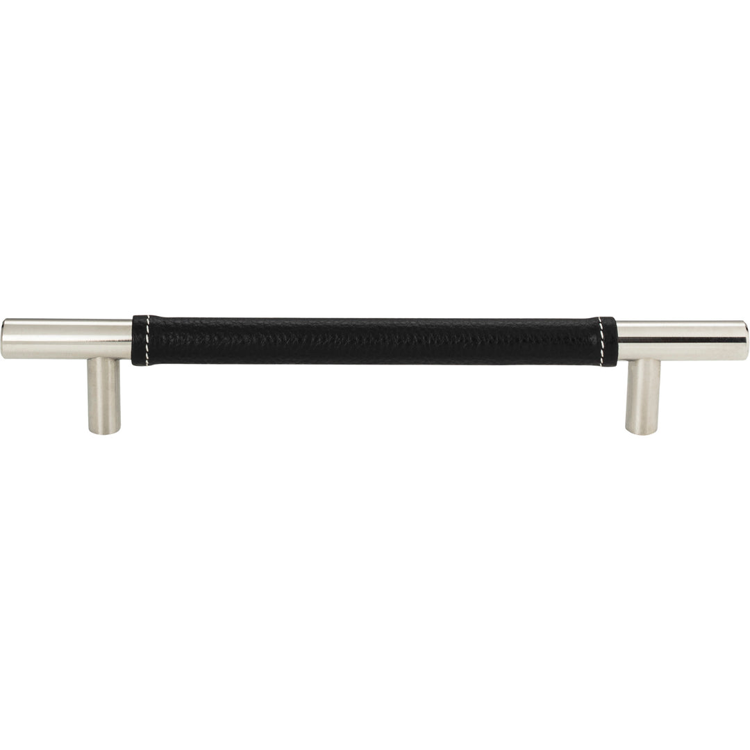 Atlas - Zanzibar Black Leather Pulls 6 5/16" Polished Chrome