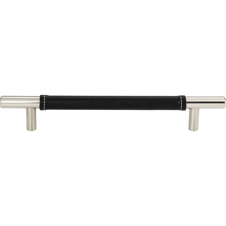 Atlas - Zanzibar Black Leather Pulls 6 5/16" Polished Chrome