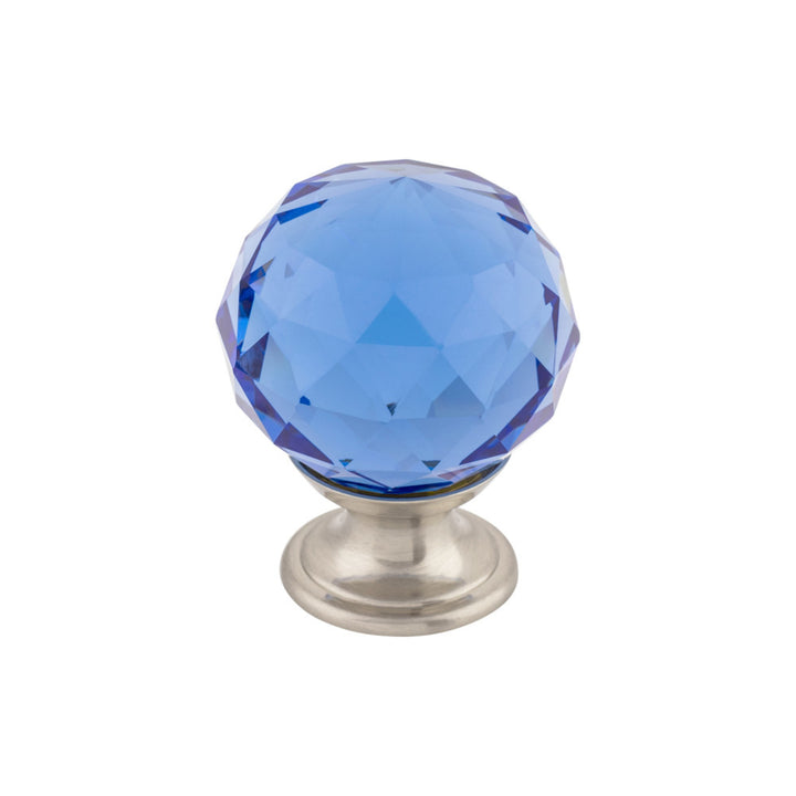 Top Knobs - Blue Crystal Round Knobs 1 3/8" Brushed Satin Nickel