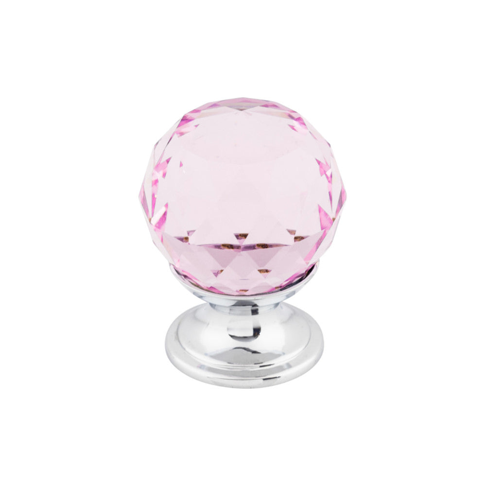 Top Knobs - Pink Crystal Round Knobs 1 1/8" Polished Chrome