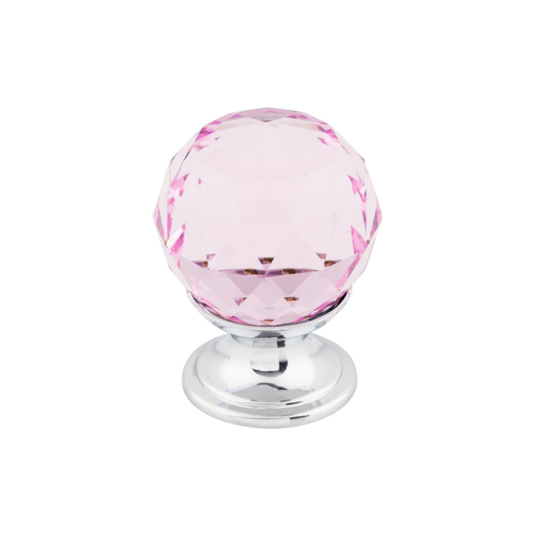 Top Knobs - Pink Crystal Round Knobs 1 1/8" Polished Chrome