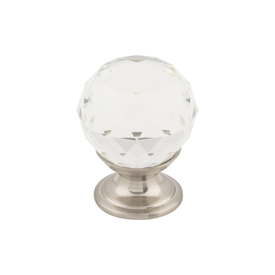 Top Knobs - Clear Crystal Round Knobs 1 1/8" Brushed Satin Nickel