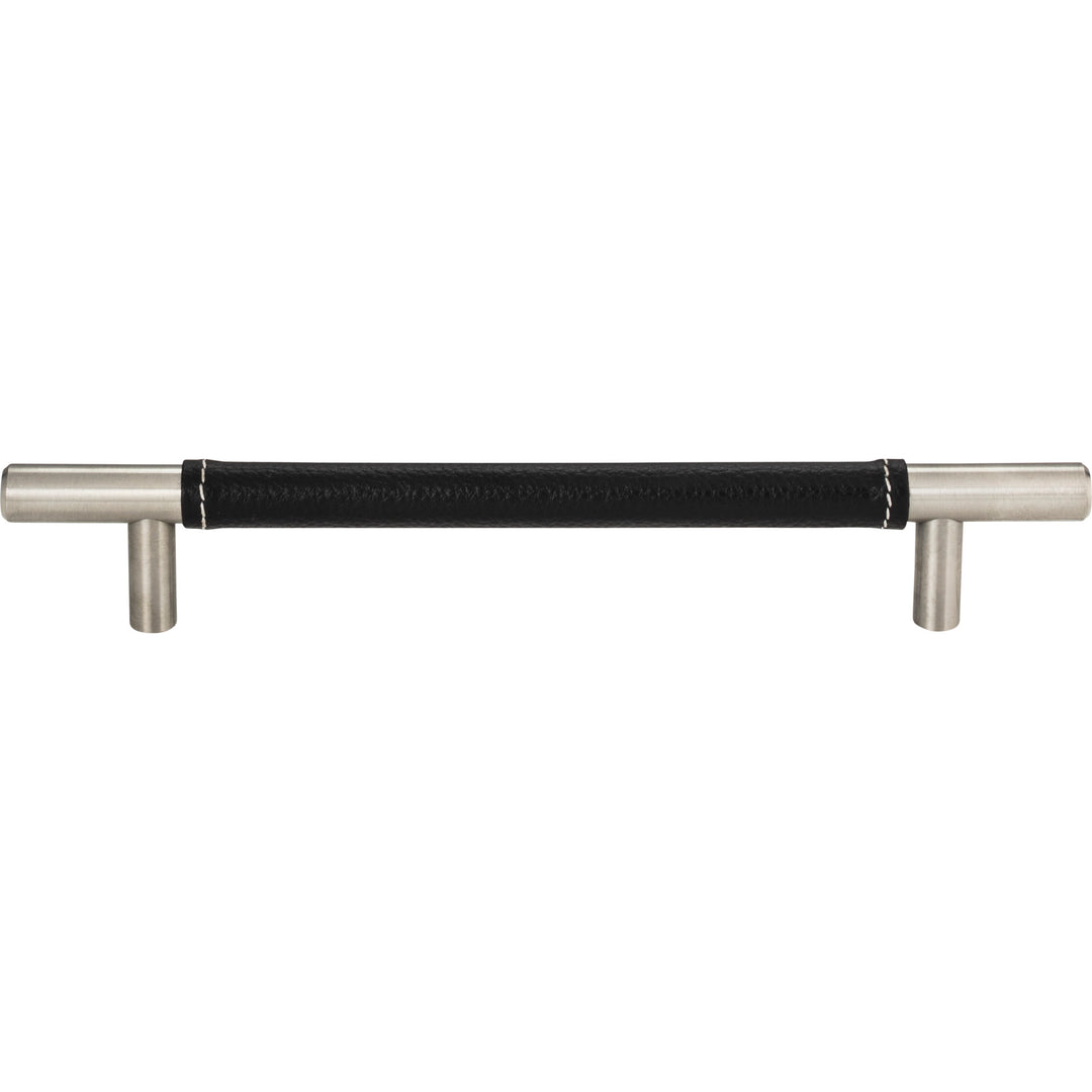 Atlas - Zanzibar Black Leather Pulls 6 5/16" Brushed Nickel