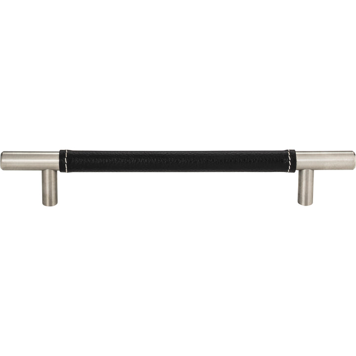 Atlas - Zanzibar Black Leather Pulls 6 5/16" Brushed Nickel