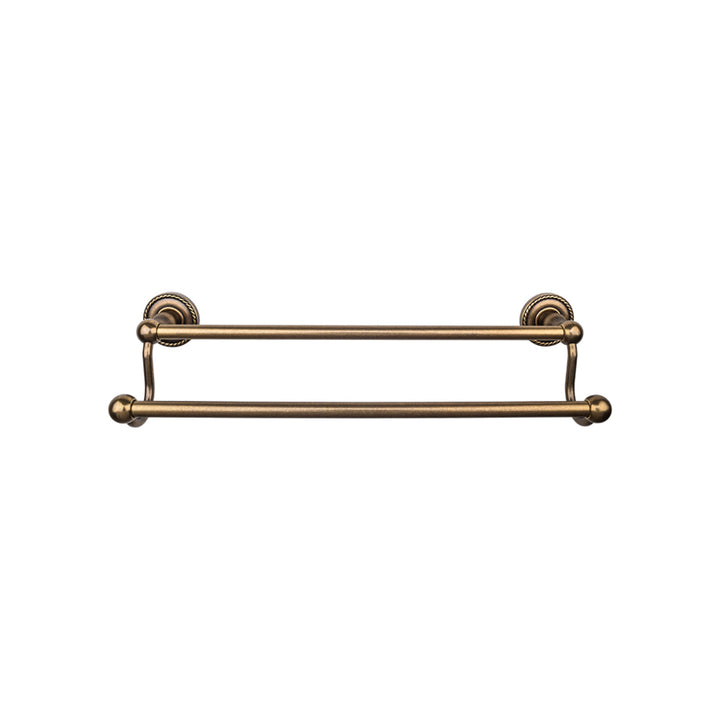 Top Knobs - Edwardian Bath Towel Bar Double - Rope Backplates 24" German Bronze