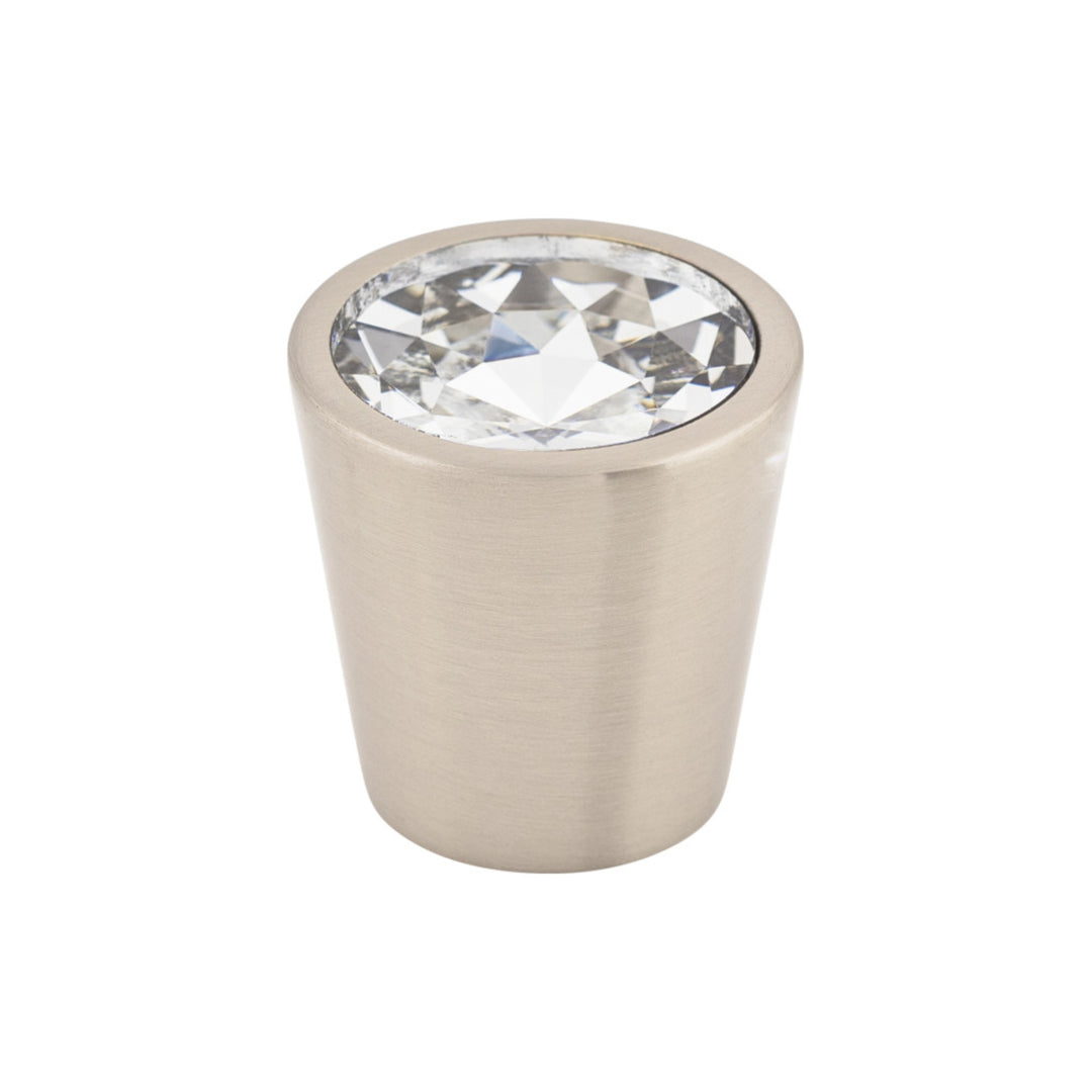 Top Knobs - Clear Crystal Center Round Knobs 1 1/16" Brushed Satin Nickel