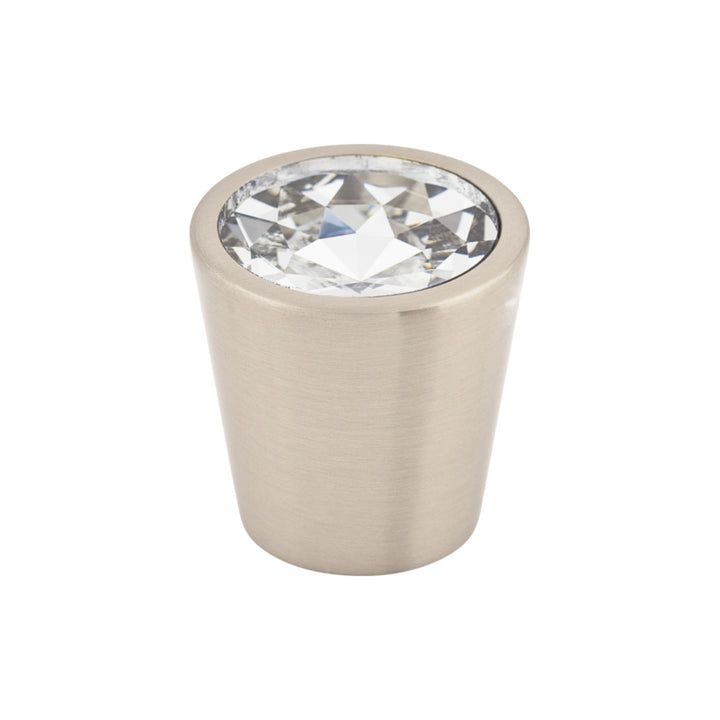 Top Knobs - Clear Crystal Center Round Knobs 1 1/16" Brushed Satin Nickel