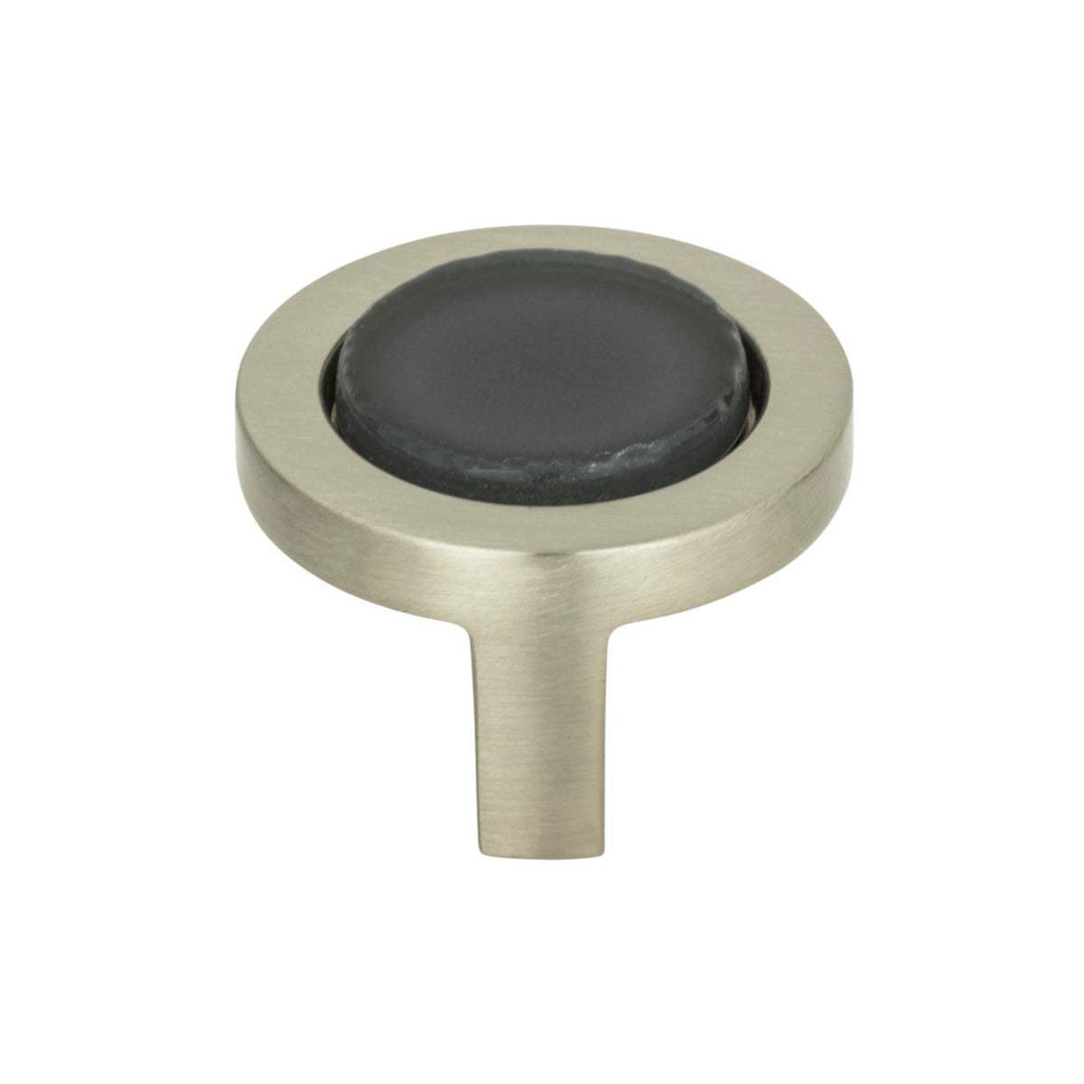 Atlas - Spa Black Round Knobs Brushed Nickel