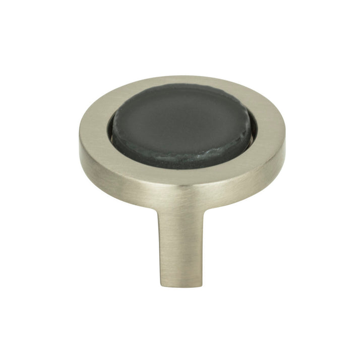 Atlas - Spa Black Round Knobs Brushed Nickel