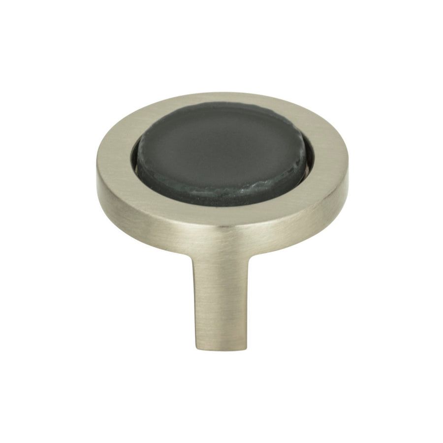 Atlas - Spa Black Round Knobs Brushed Nickel