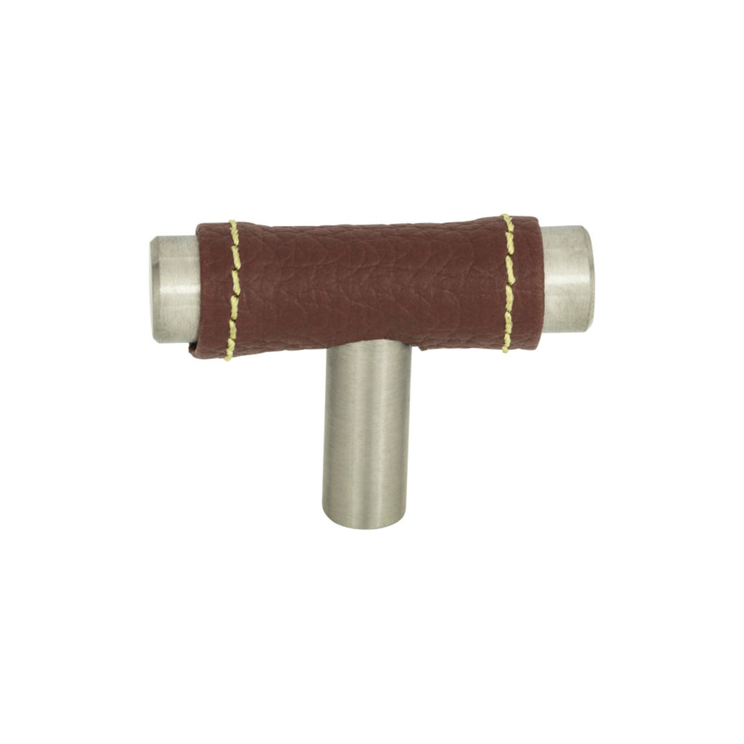 Atlas - Zanzibar Brown Leather Knobs Brushed Nickel